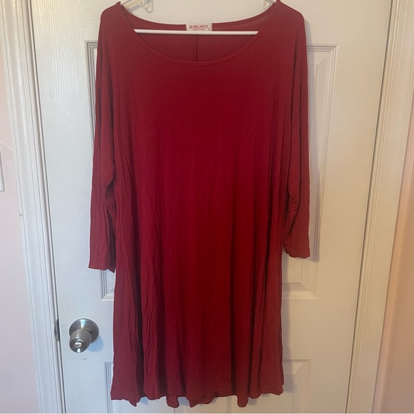 Red/Wine Colored Tunic Dress - Picture 1 of 5